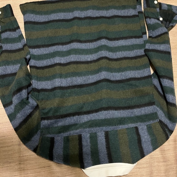 Zara Men's Medium Relaxed Long Sleeve Striped Wool Blended Polo Shirt - Picture 3 of 3